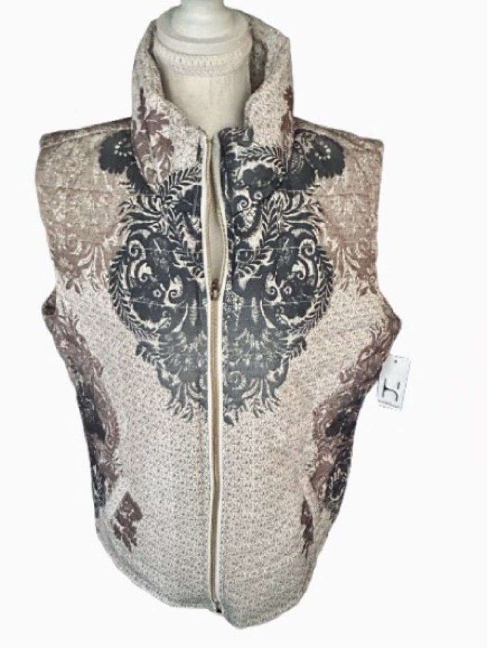 NWT Boho Puffer Floral Vest HANNAH Extra Large XL Zippered Jacket